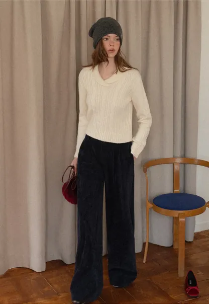 Velvet Wide-Leg Trousers
