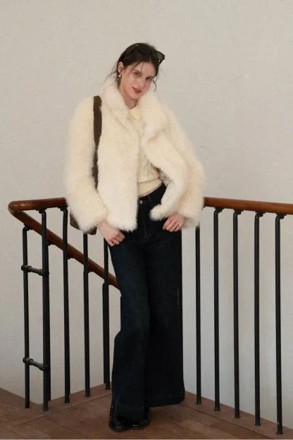 Plush Faux Fur Jacket Buttons