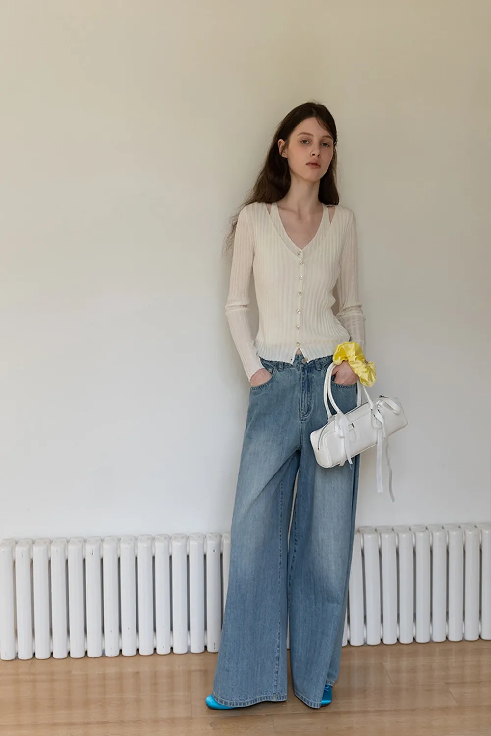 Ribbed Long Sleeve Knit Top