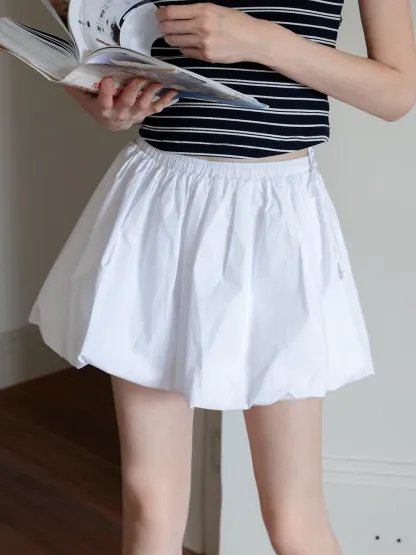 Drawstring Balloon Mini Skirt