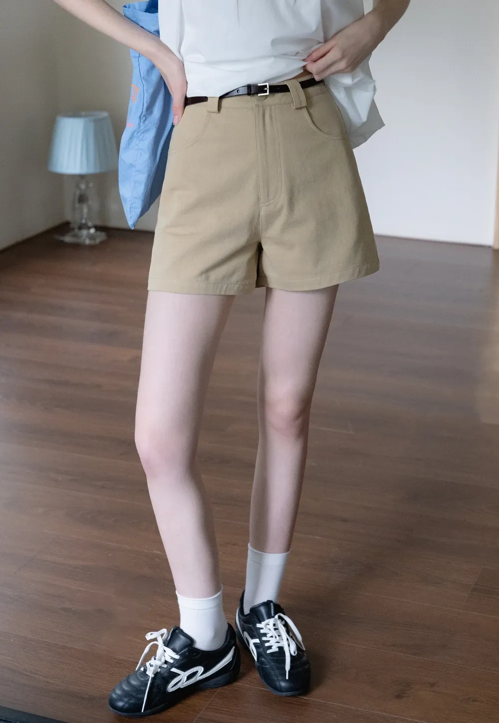 Women’s Belted High-Waist Cotton Shorts