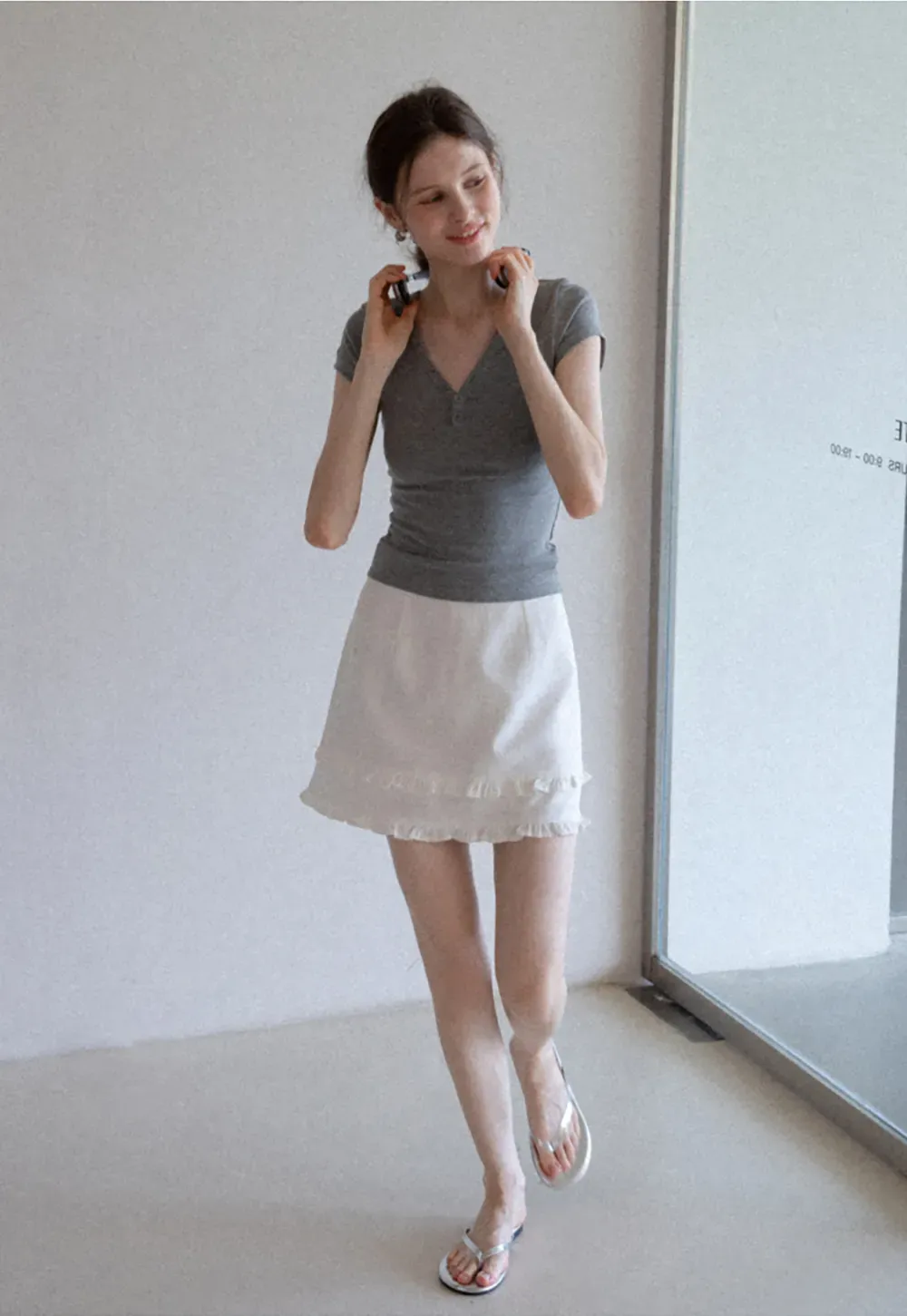 Ruffled Hem A-Line Mini Skirt
