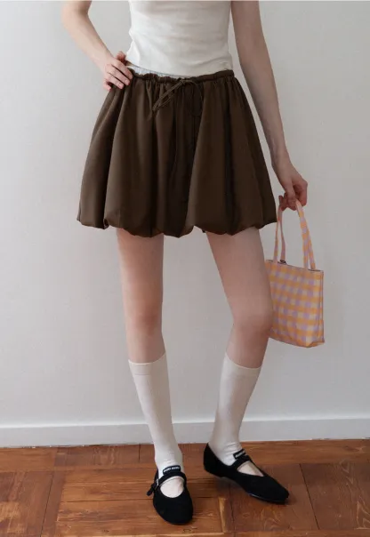 Drawstring Bubble Mini Skirt