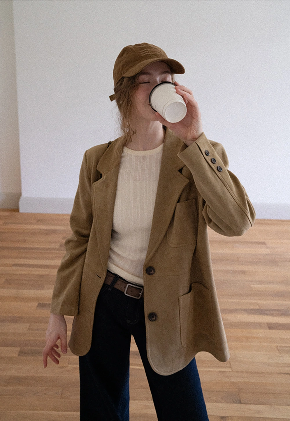 Faux Suede Blazer Jacket for Women with Pockets