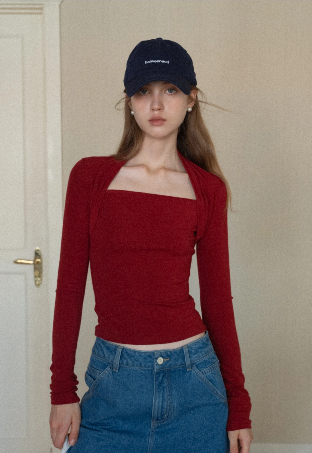 Square Neck Long Sleeve Slim Fit Top