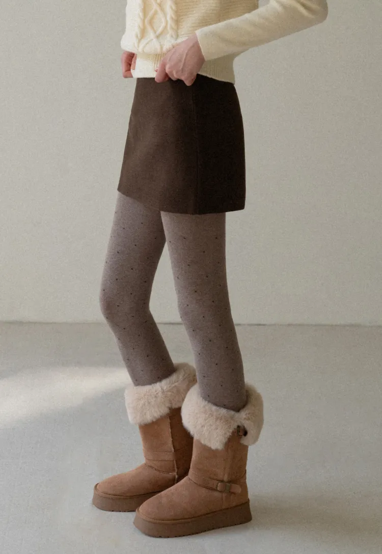 High-Waisted A-Line Wool Skirt(with belt)