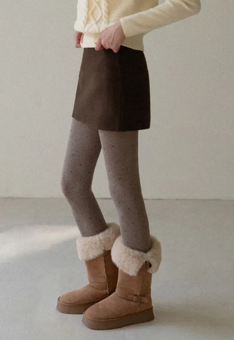 High-Waisted A-Line Wool Skirt(with belt)