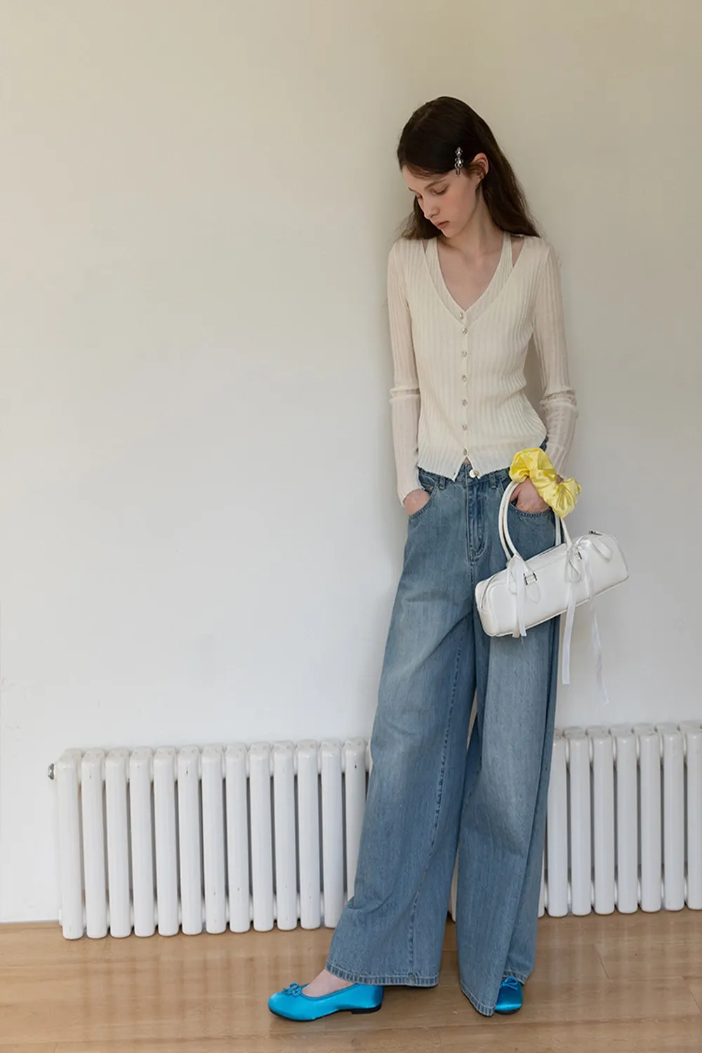 Ribbed Long Sleeve Knit Top