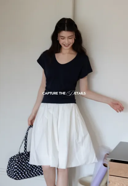 Women’s Side-Ruched Cap-Sleeve Tee