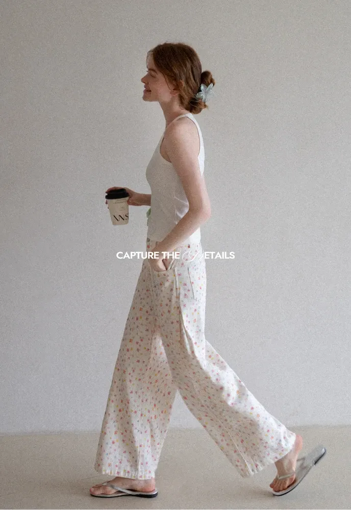Women’s Pastel Floral Wide-Leg Pants