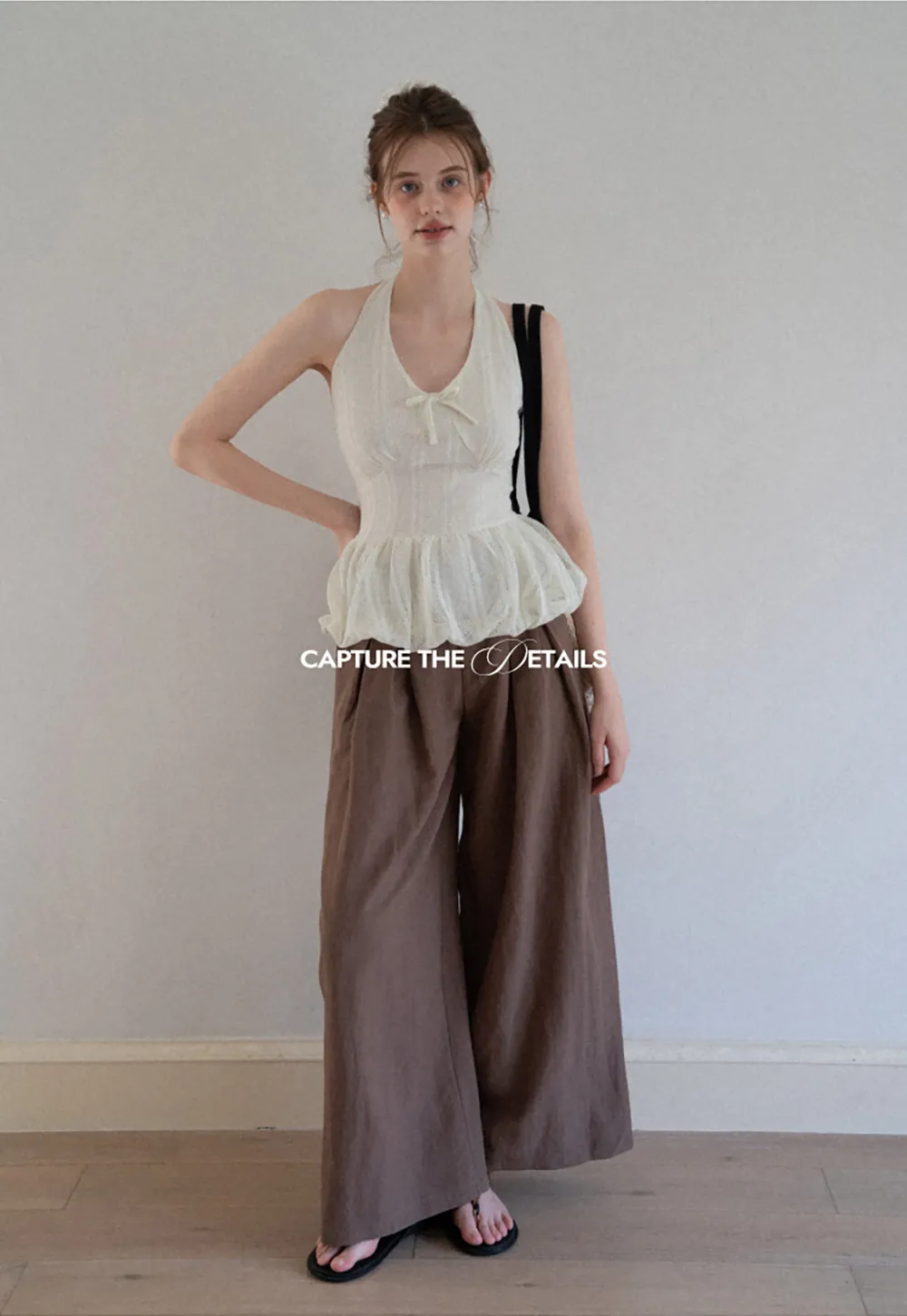 Wide Leg Pants with Braided Rope Belt