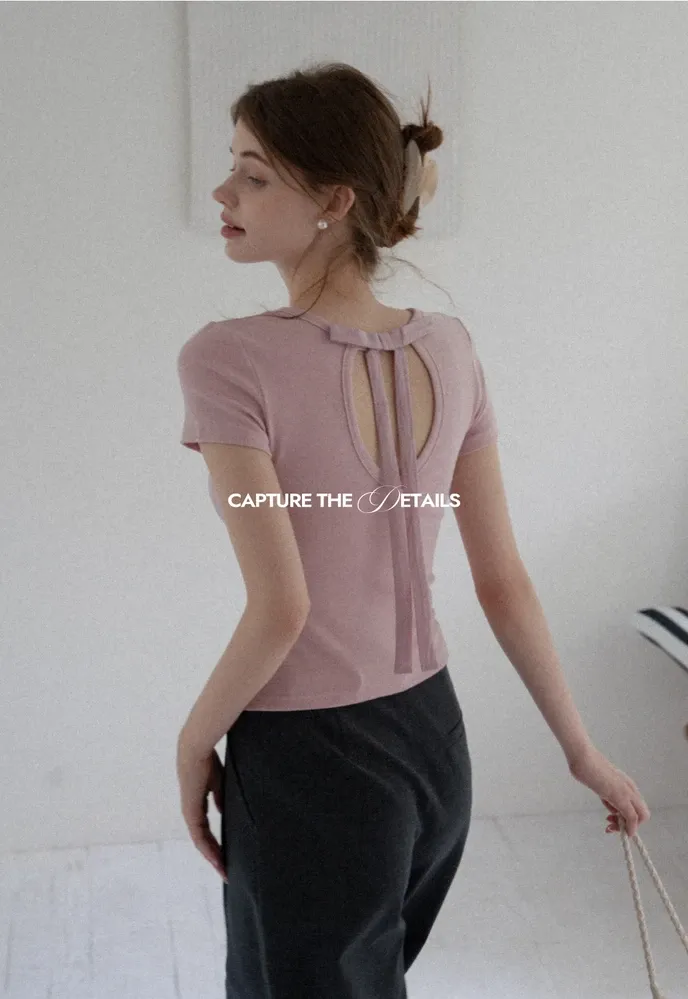 Women’s Backless Tie Short Sleeve Top