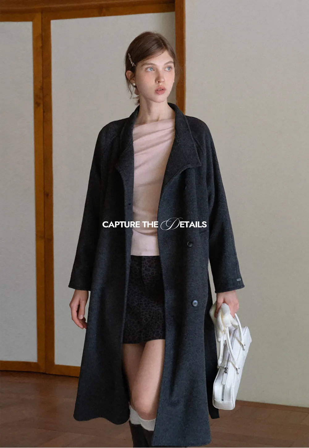 Wool Blend Belted Coat with Scarf Detail