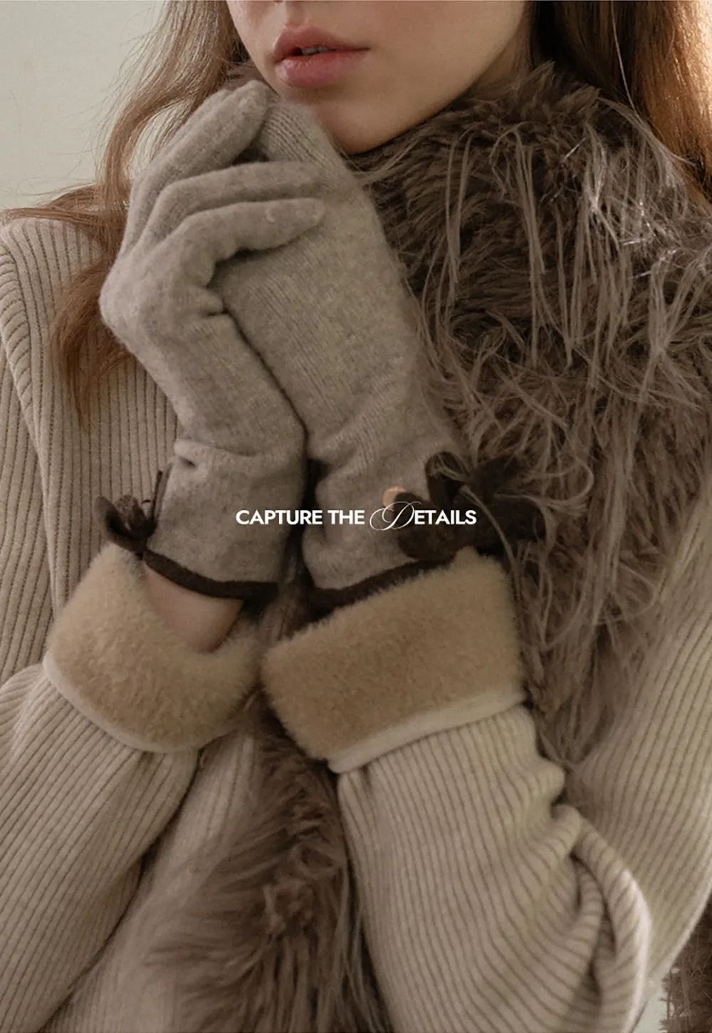 Stand-Collar Ribbed Fleece Knit Top