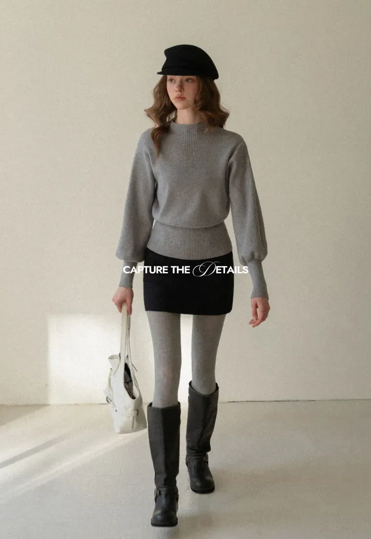 High-Waisted A-Line Wool Skirt(with belt)