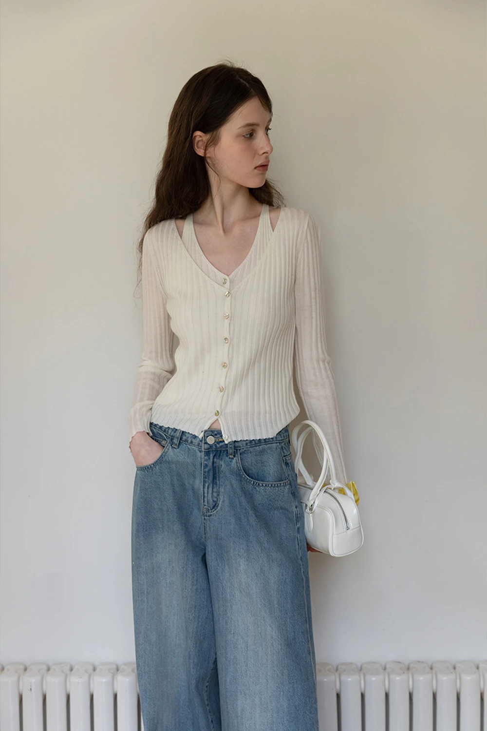 Ribbed Long Sleeve Knit Top