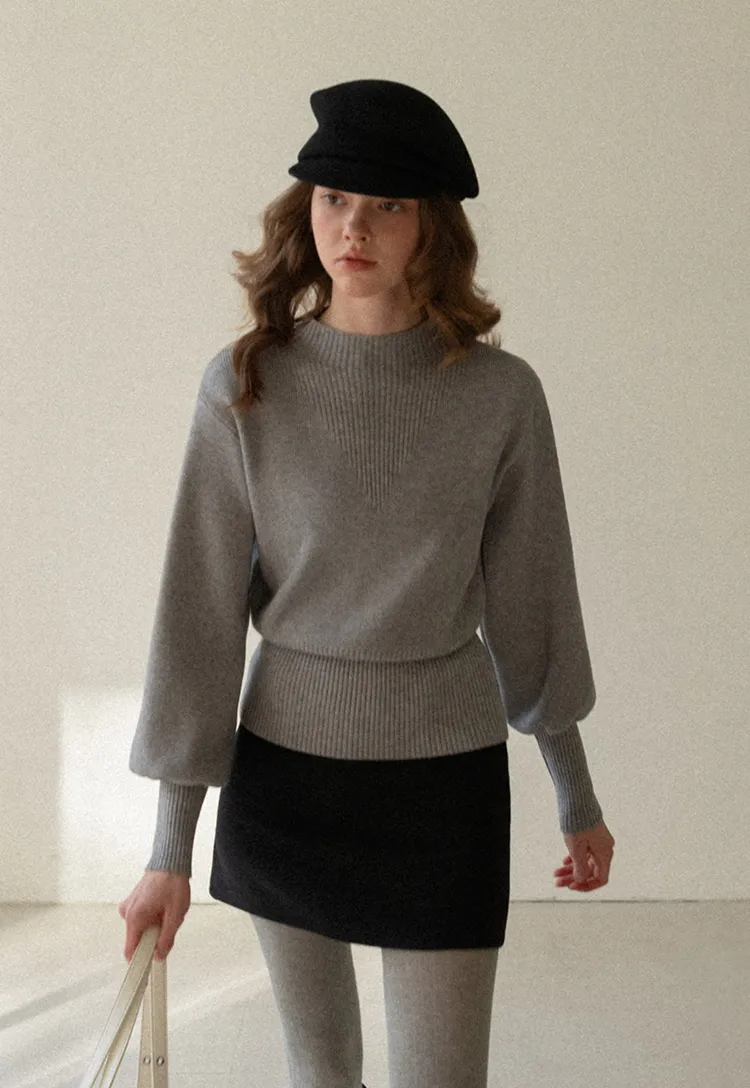 High-Waisted A-Line Wool Skirt(with belt)