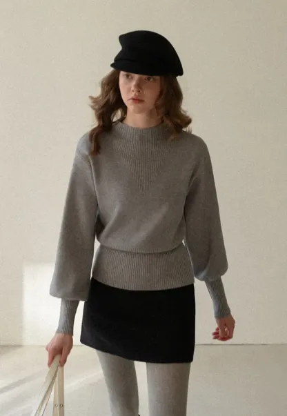 High-Waisted A-Line Wool Skirt(with belt)