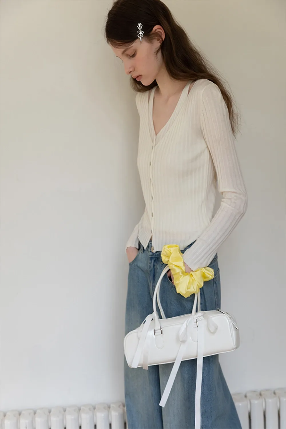 Ribbed Long Sleeve Knit Top