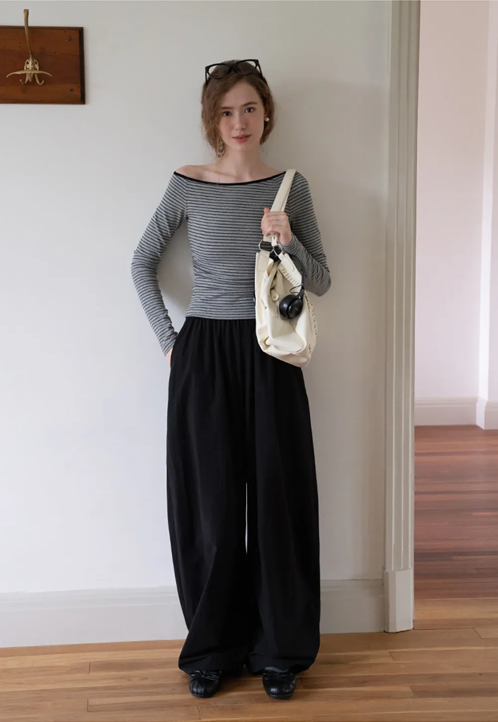 WomensElastic Waist Wide Leg Pants