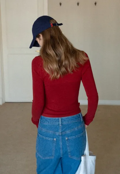 Square Neck Long Sleeve Slim Fit Top