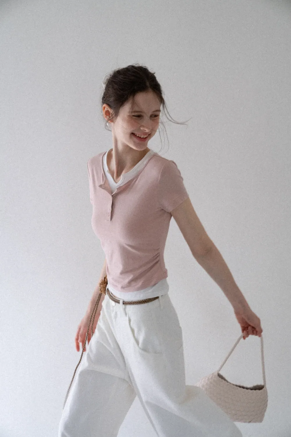 Women’s Slim Fit Button Front Ribbed T-Shirt