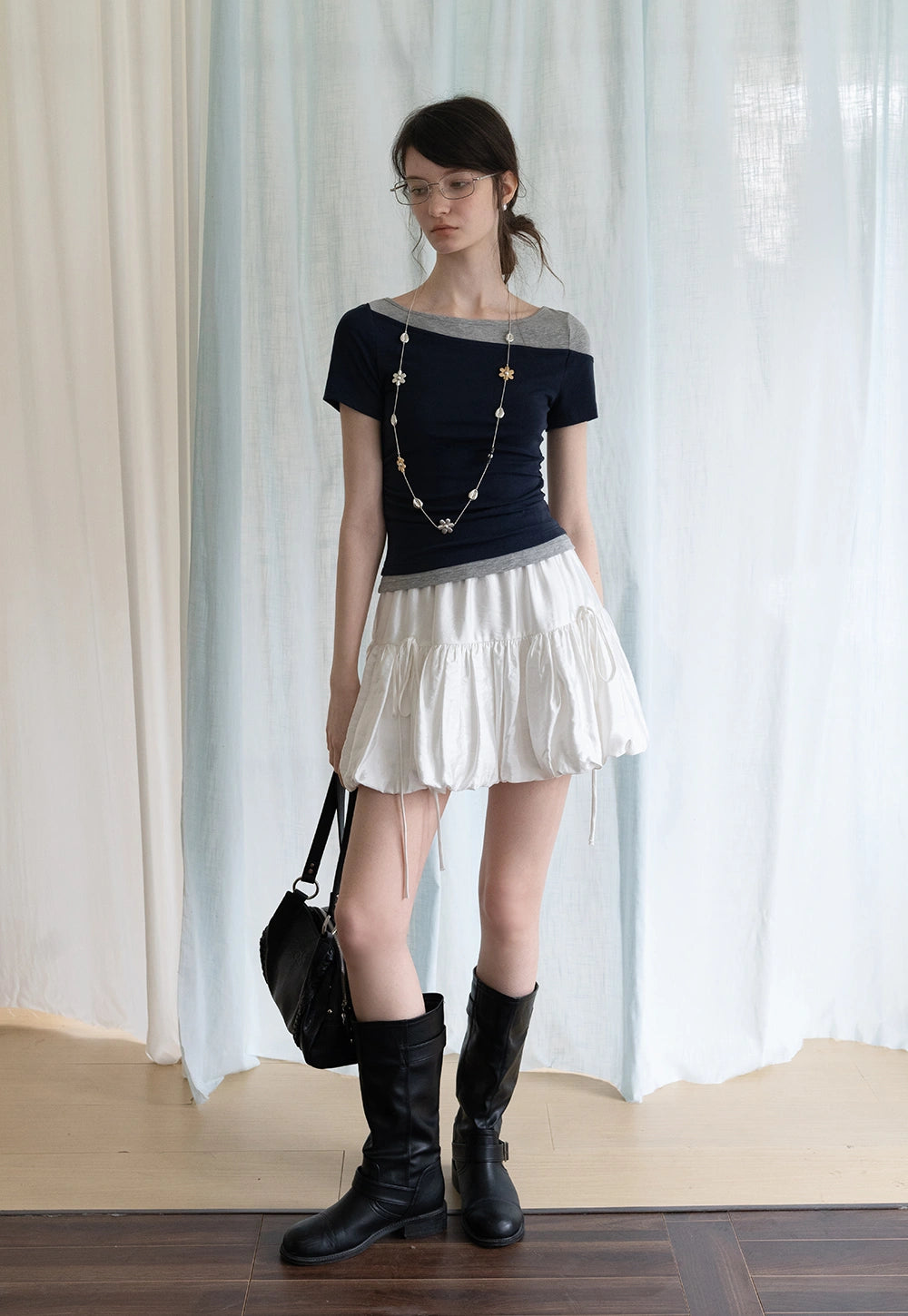 Tiered Bubble Mini Skirt