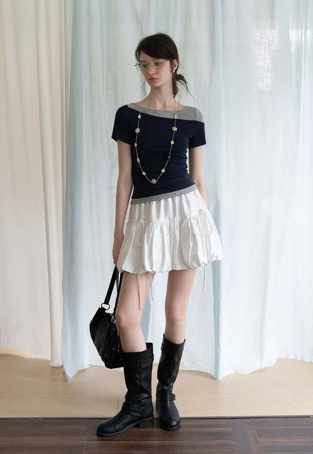 Tiered Bubble Mini Skirt