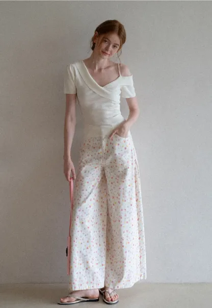 Women’s Pastel Floral Wide-Leg Pants