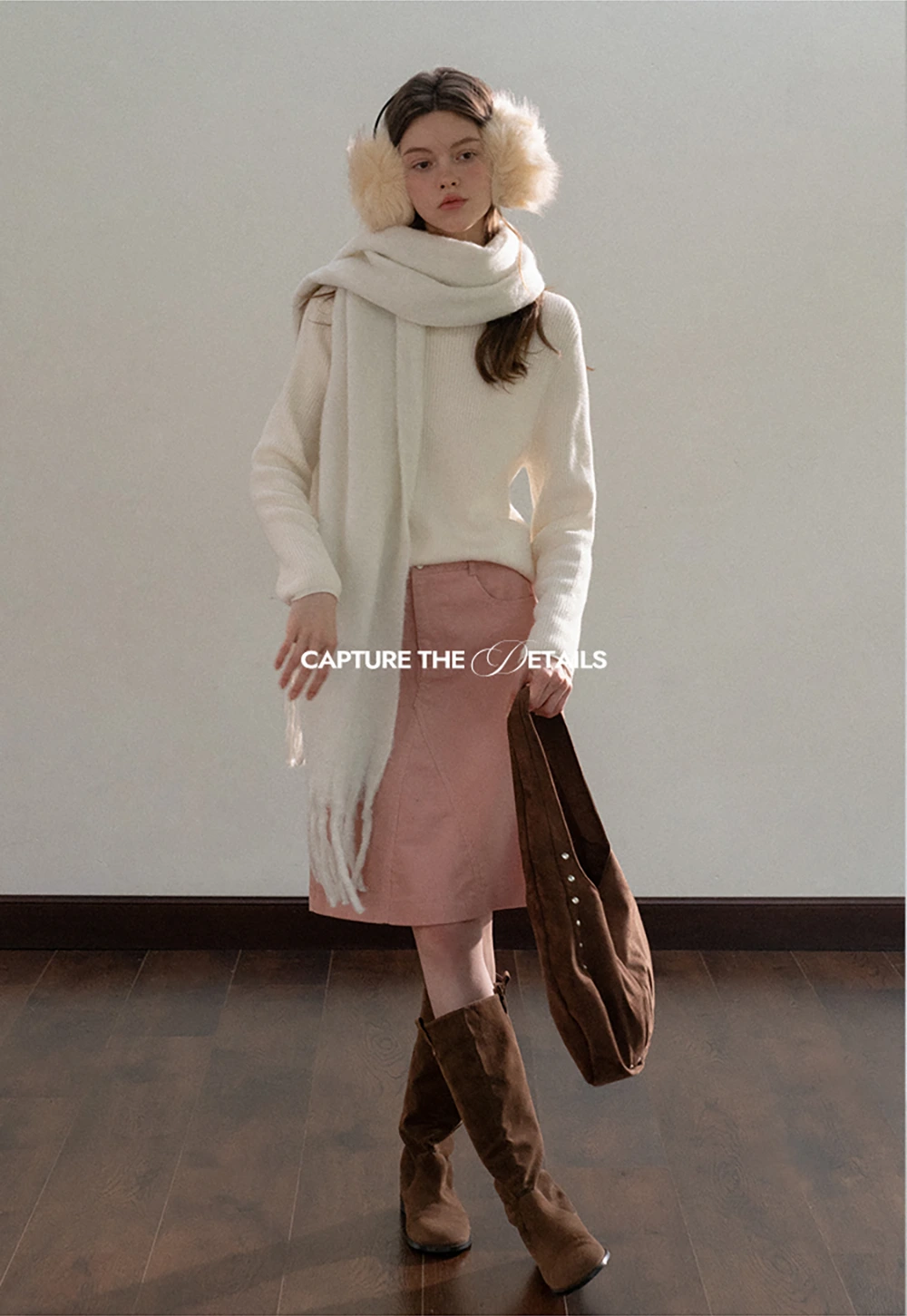 Stand-Collar Ribbed Fleece Knit Top