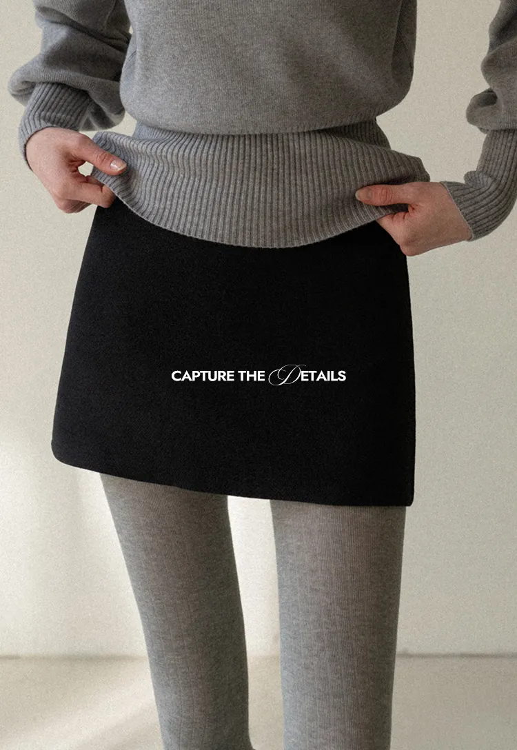 High-Waisted A-Line Wool Skirt(with belt)