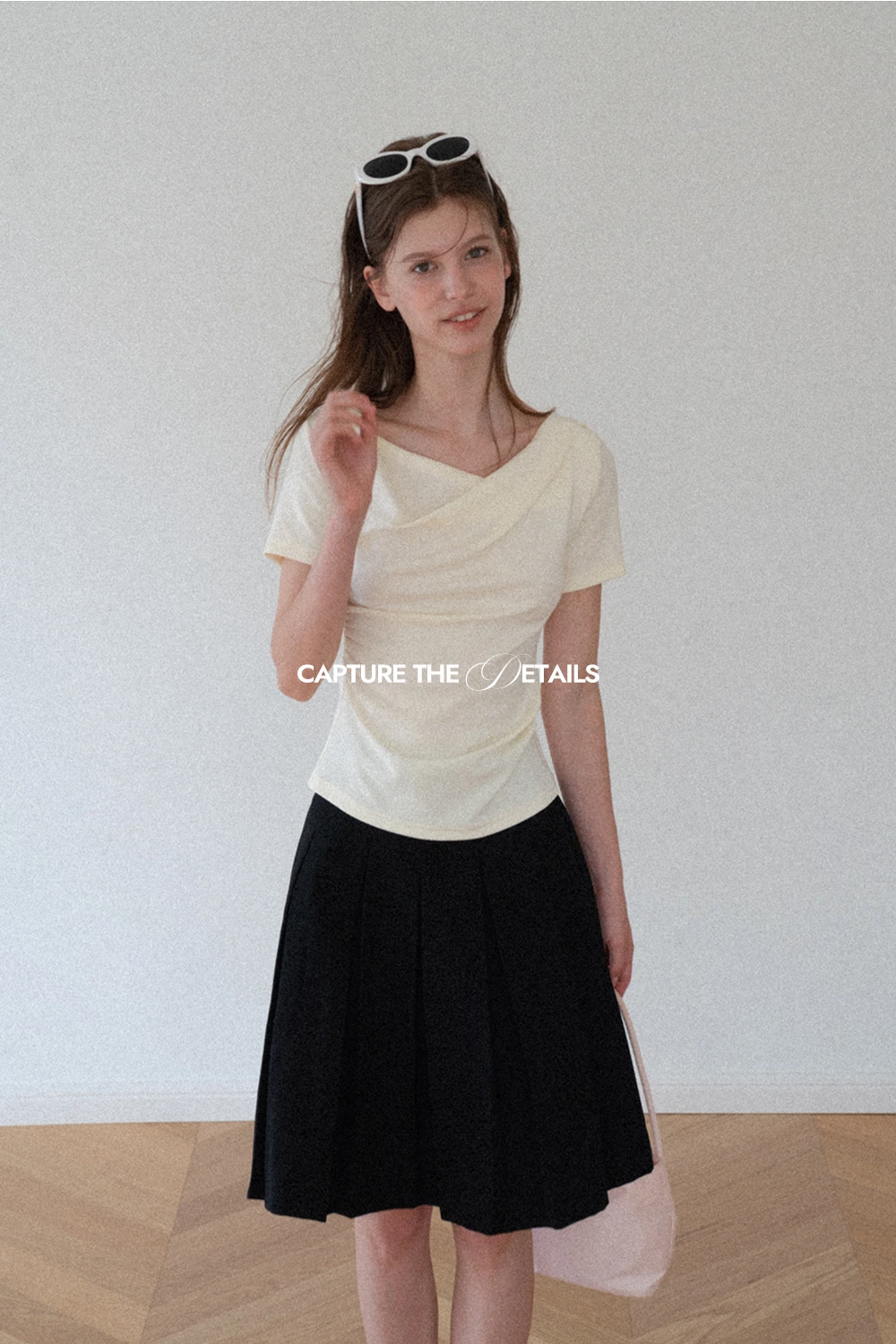 Asymmetrical Draped Neckline Short Sleeve Top