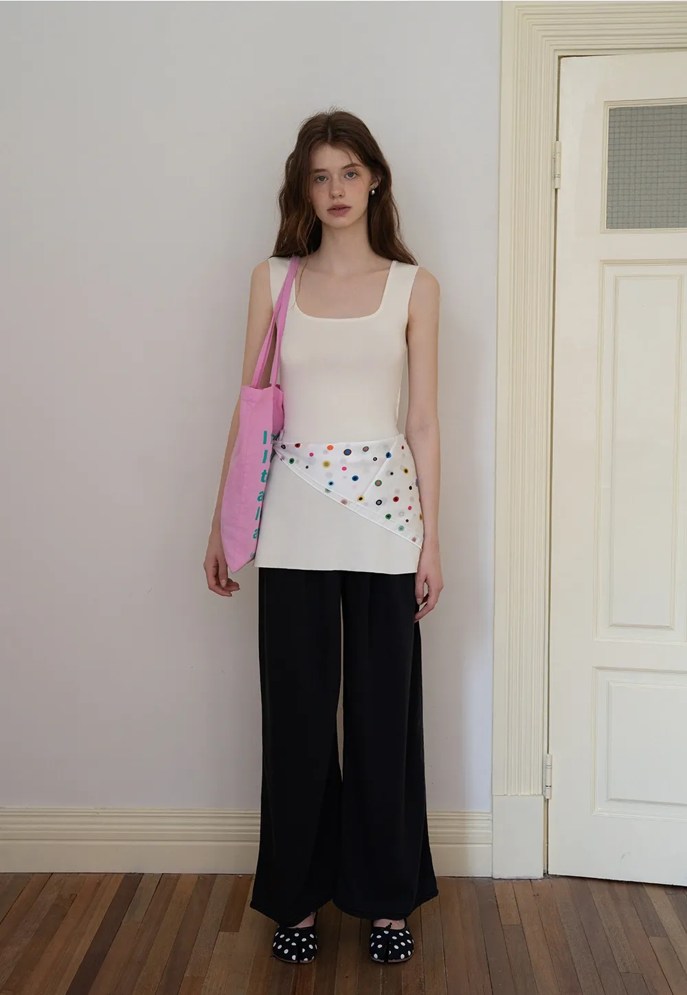 Relaxed Pleated Wide-Leg Denim Trousers