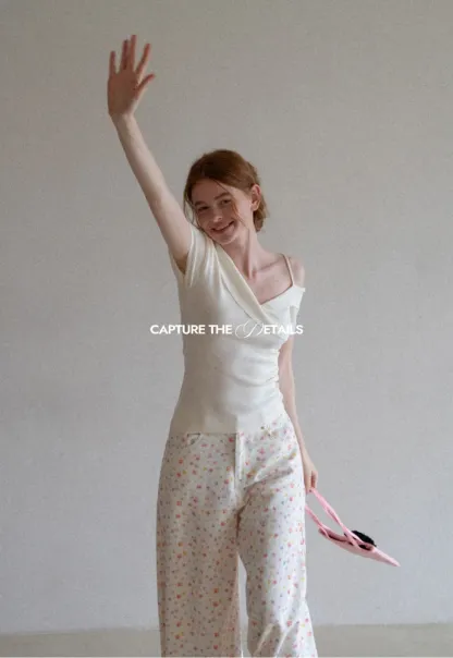 Women’s Pastel Floral Wide-Leg Pants