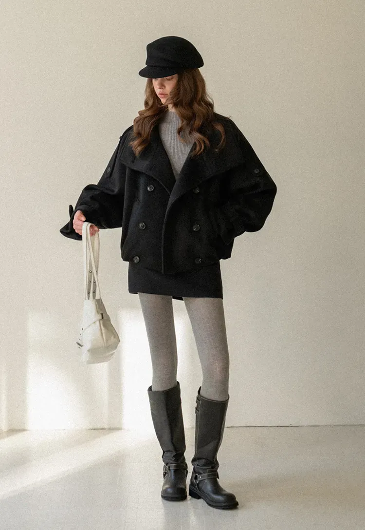 High-Waisted A-Line Wool Skirt(with belt)