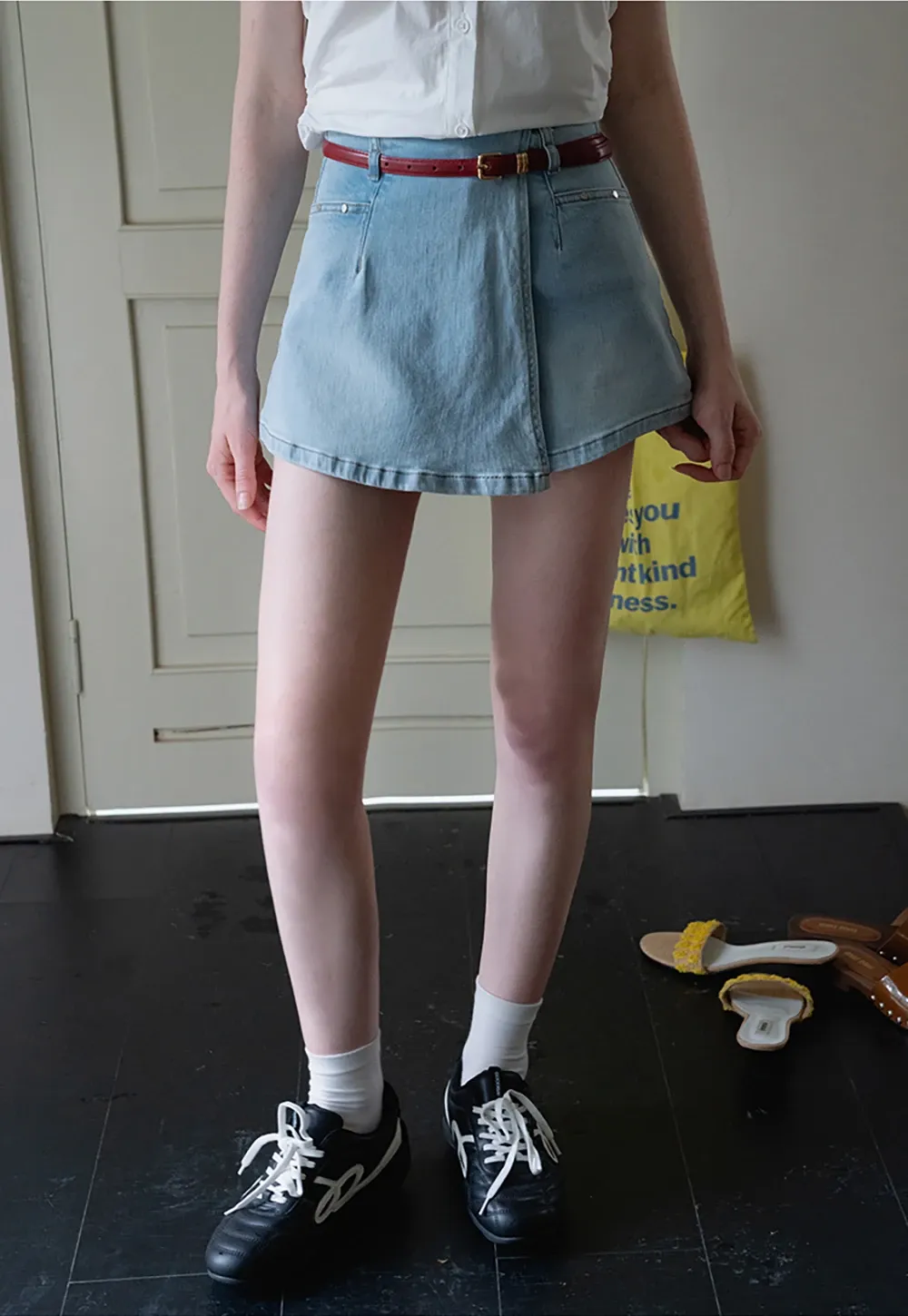 Denim Skort with Belt