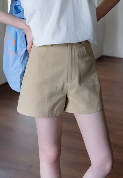 Women’s Belted High-Waist Cotton Shorts