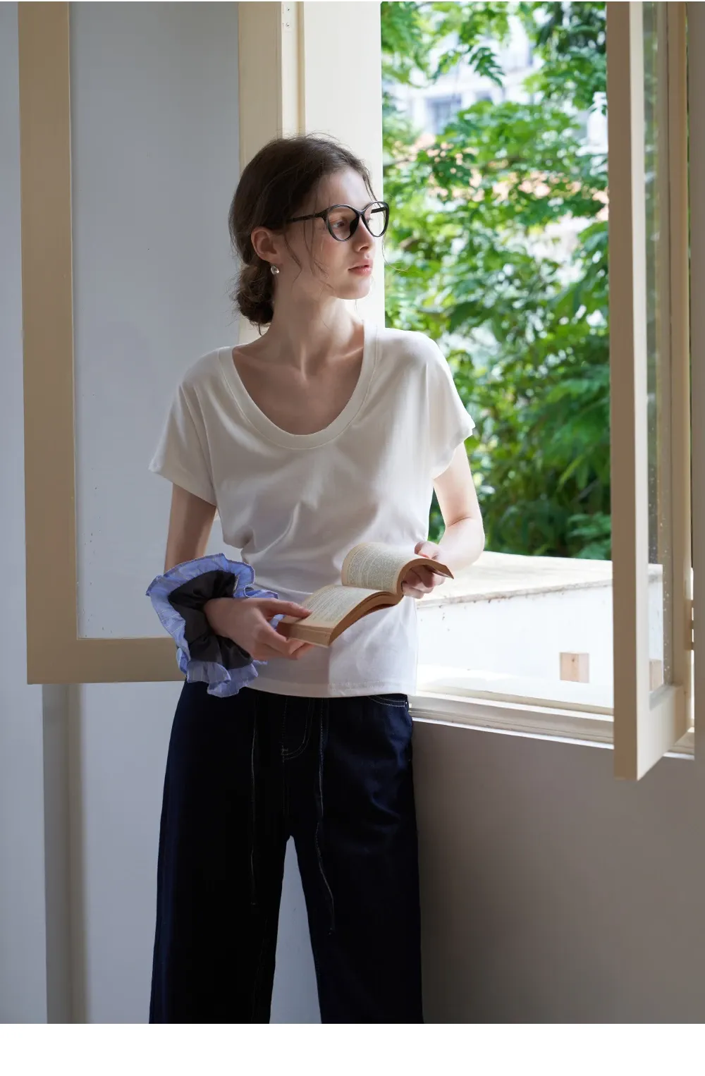 Women’s Side-Ruched Cap-Sleeve Tee