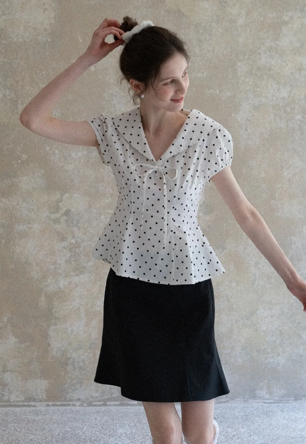 Women's Polka Dot Peplum Blouse