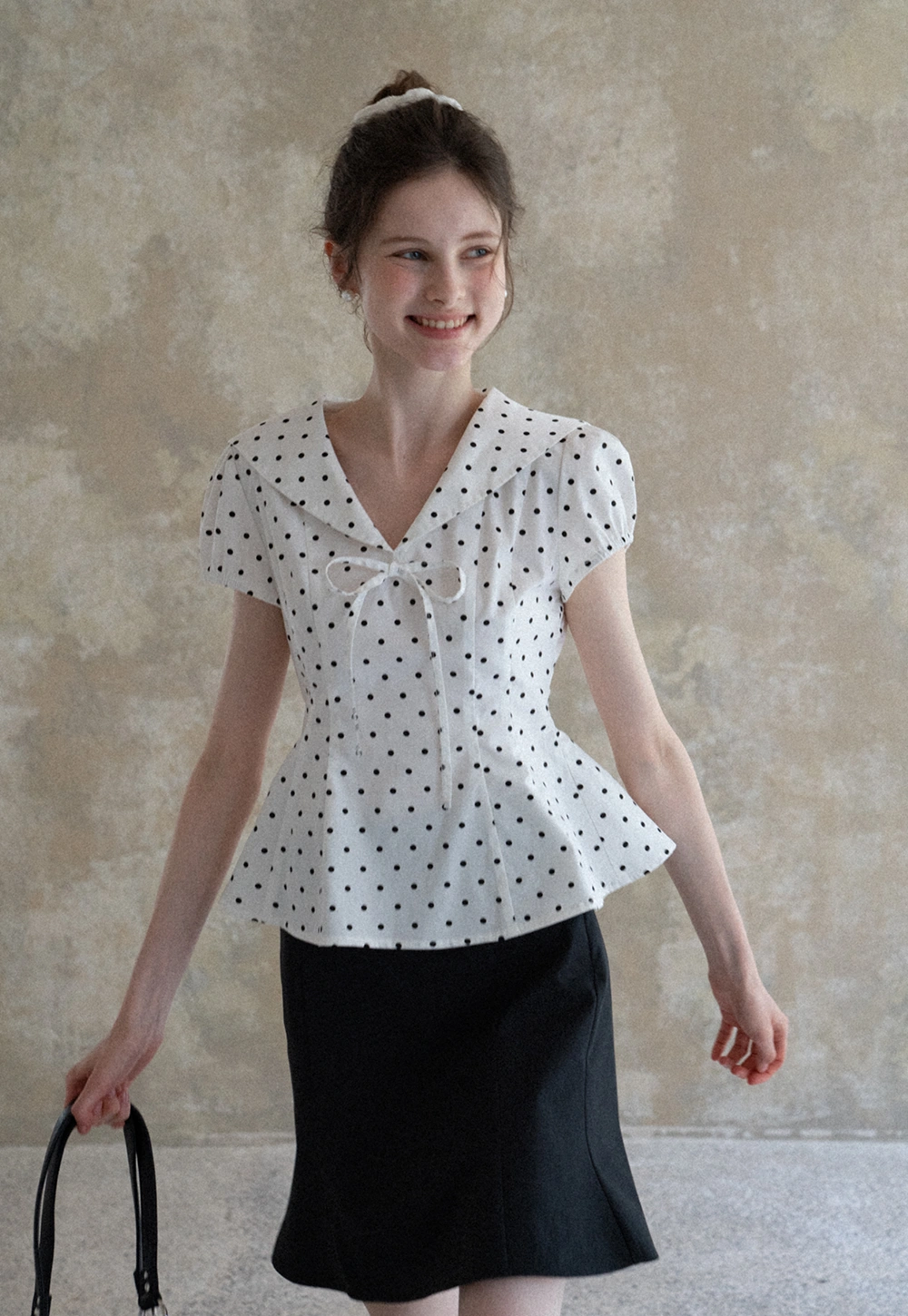 Women's Polka Dot Peplum Blouse