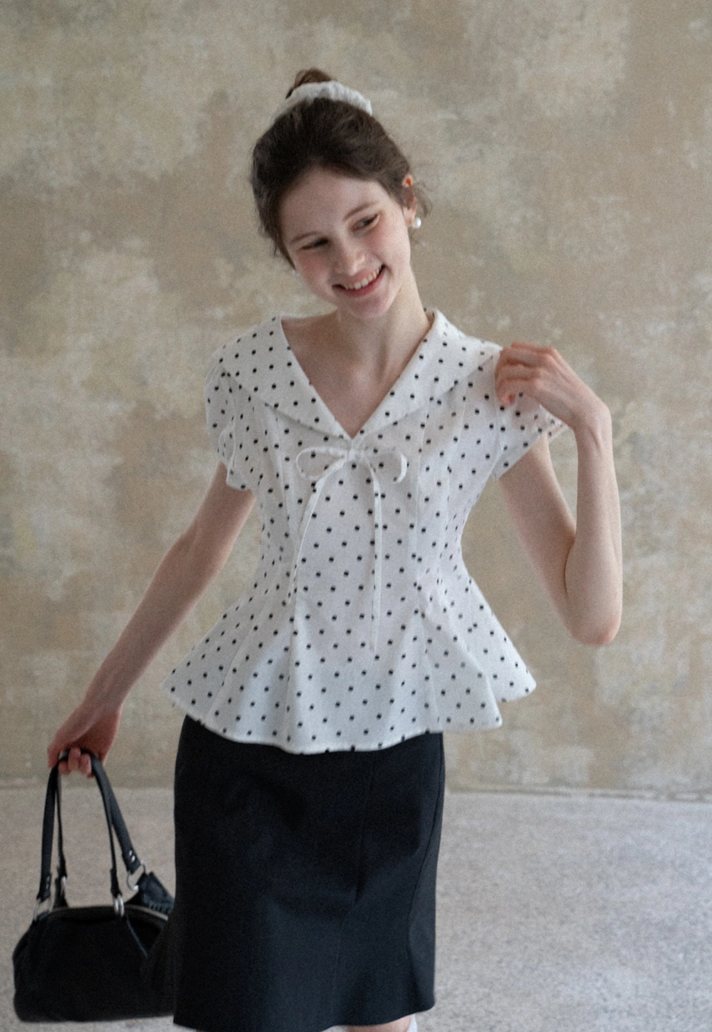 Women's Polka Dot Peplum Blouse