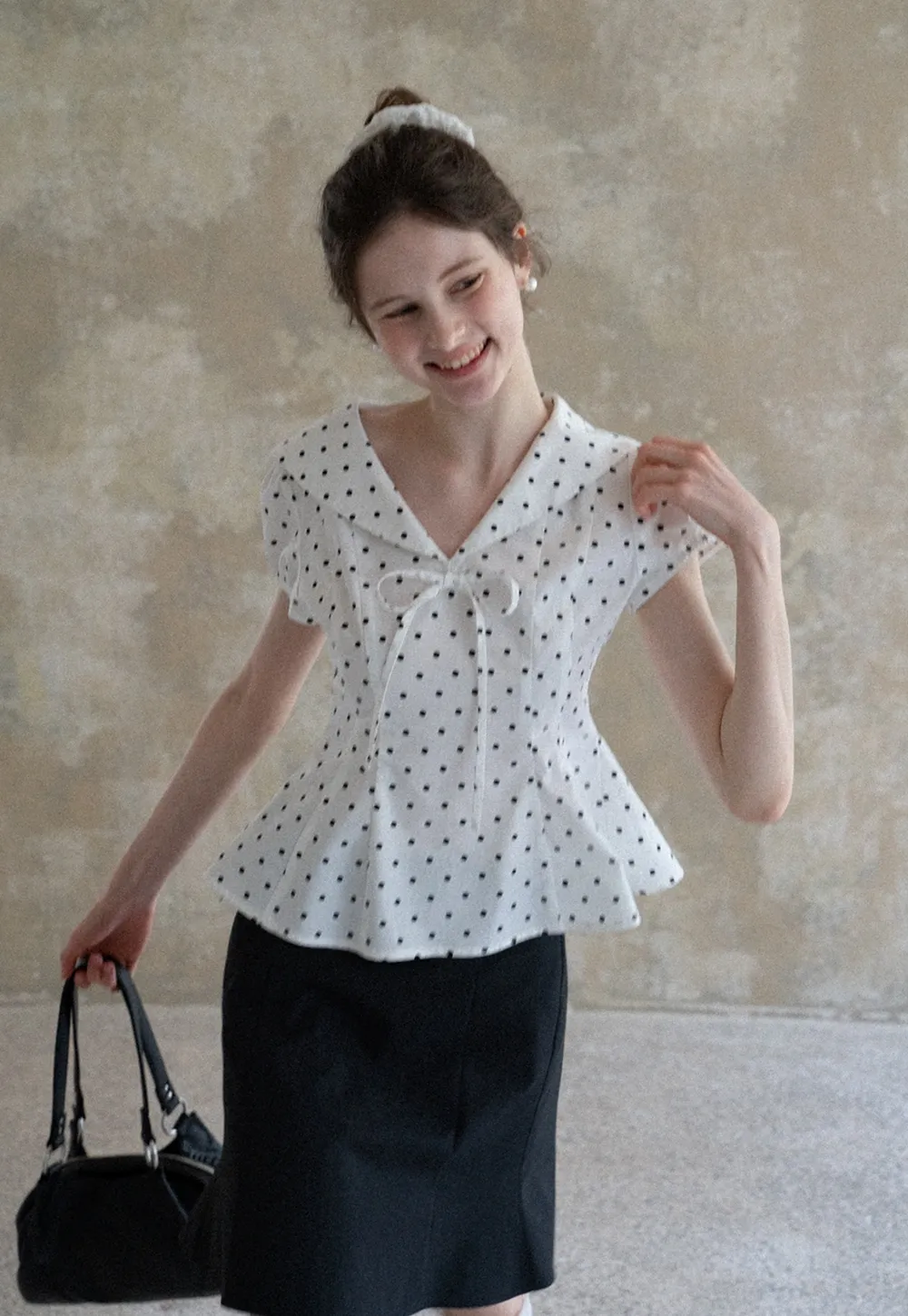 Women's Polka Dot Peplum Blouse
