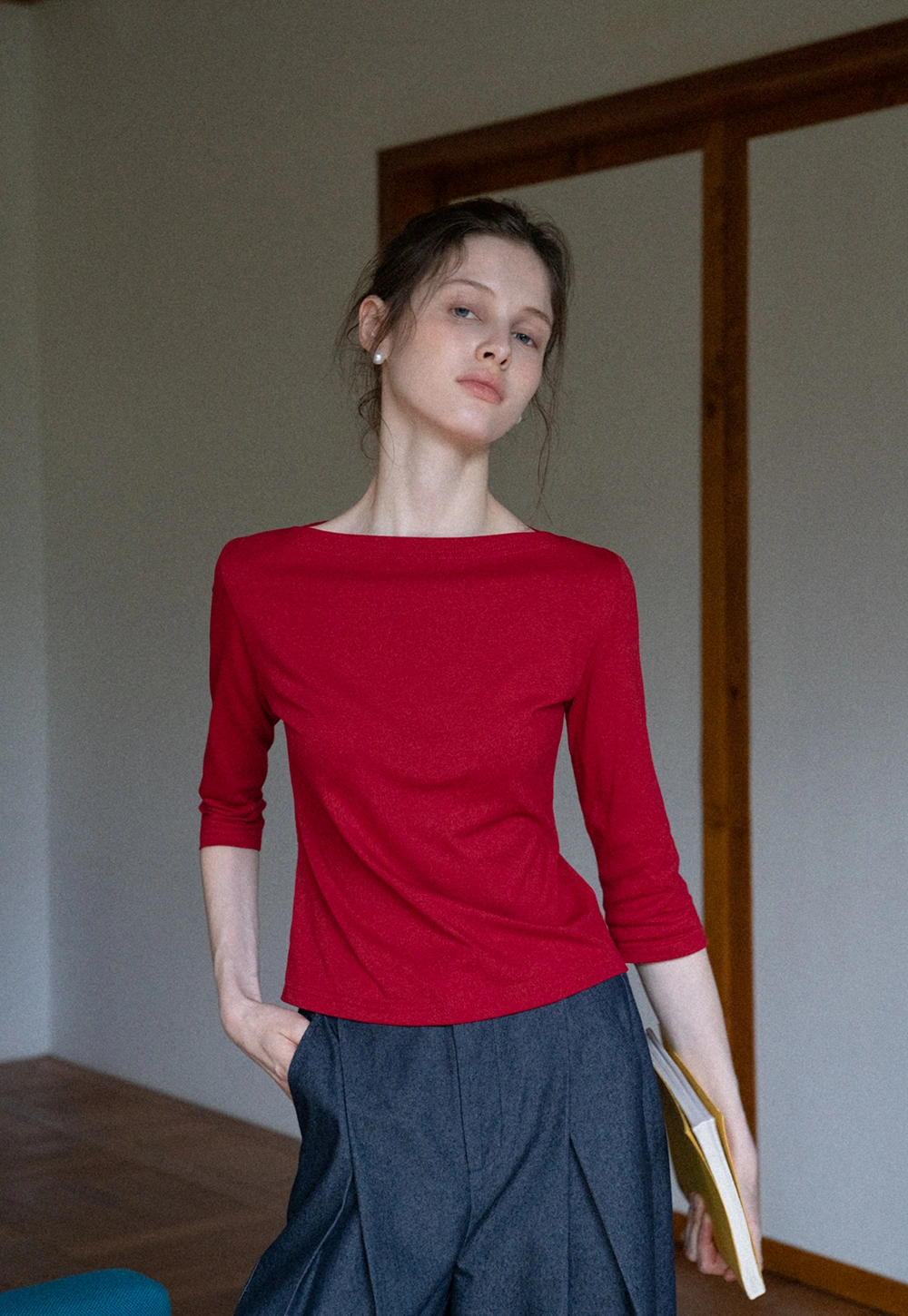 Women's Boat Neck 3/4 Sleeve Top