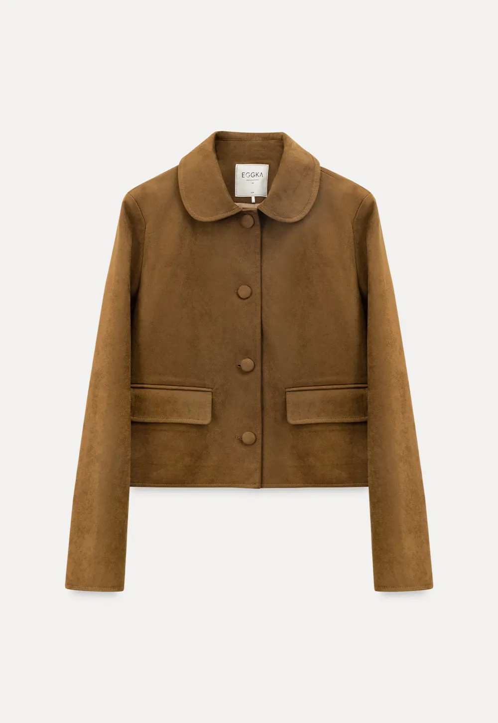 Soft Faux Suede Jacket with Button Closure and Collar Design