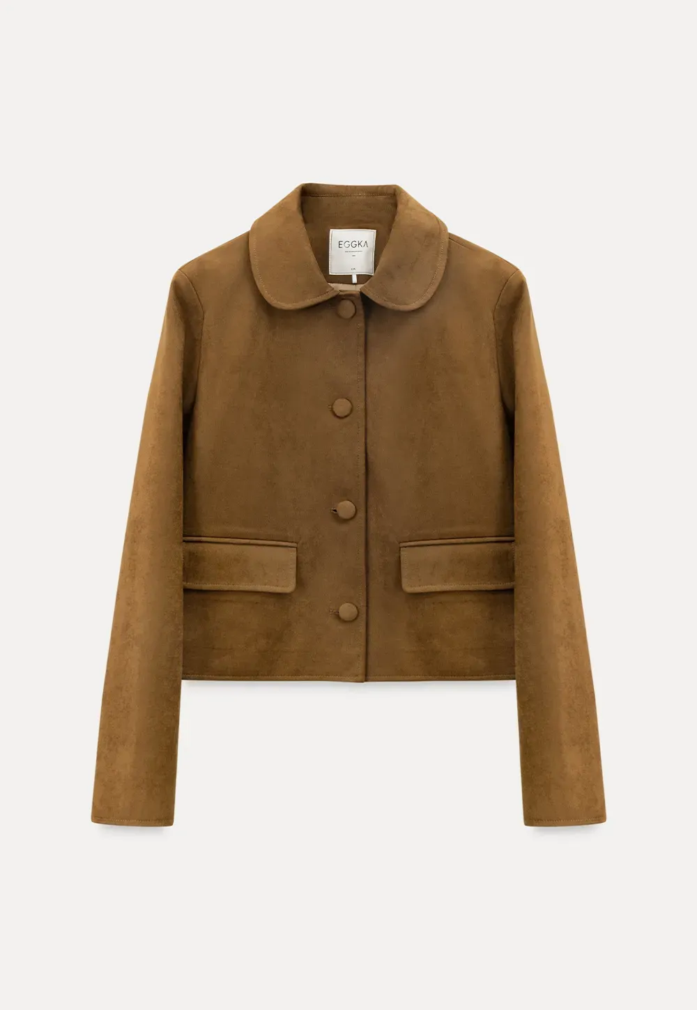 Soft Faux Suede Jacket with Button Closure and Collar Design