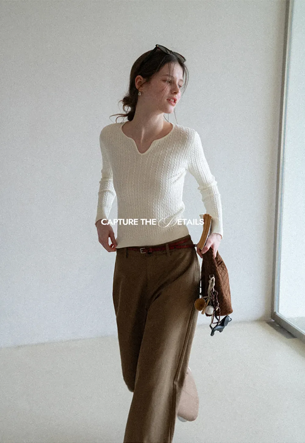 Wide leg casual pants with front pockets and relaxed fit