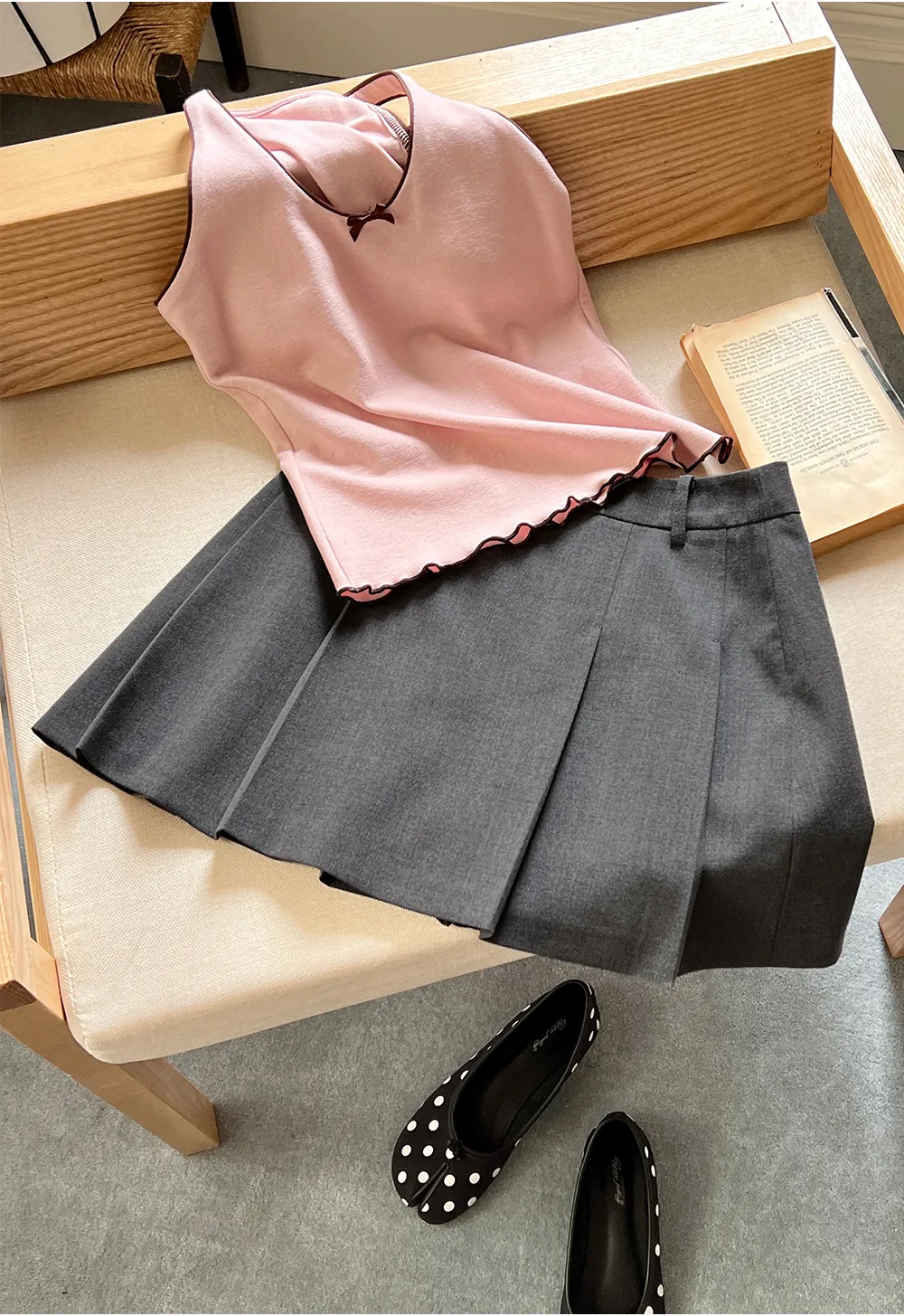 Pleated A-line Mini Skirt