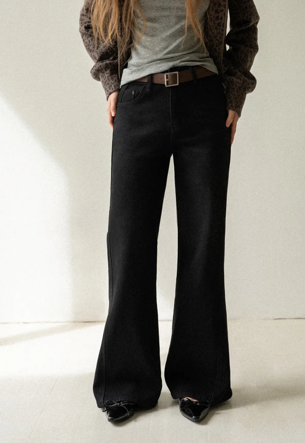 Womens High Rise Wide Leg Denim Pants