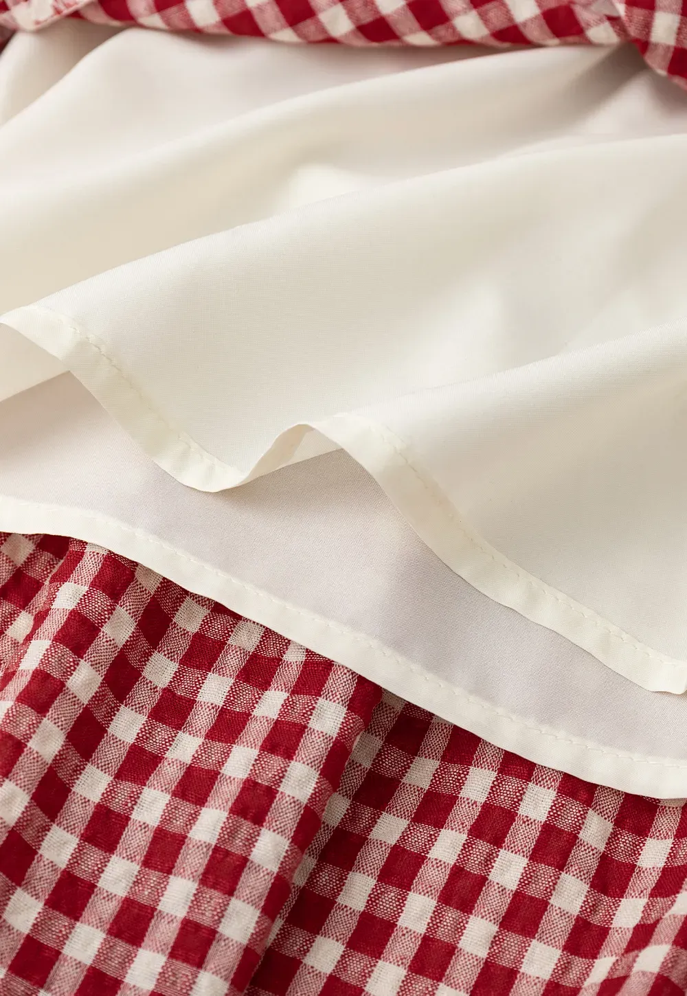 Gingham Pattern Tiered Skirt