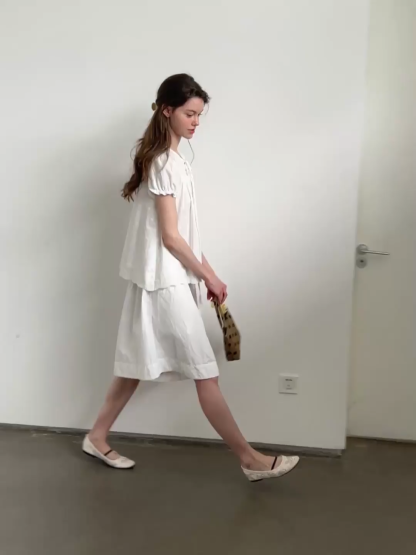 Lace Trim Puff Sleeve Blouse